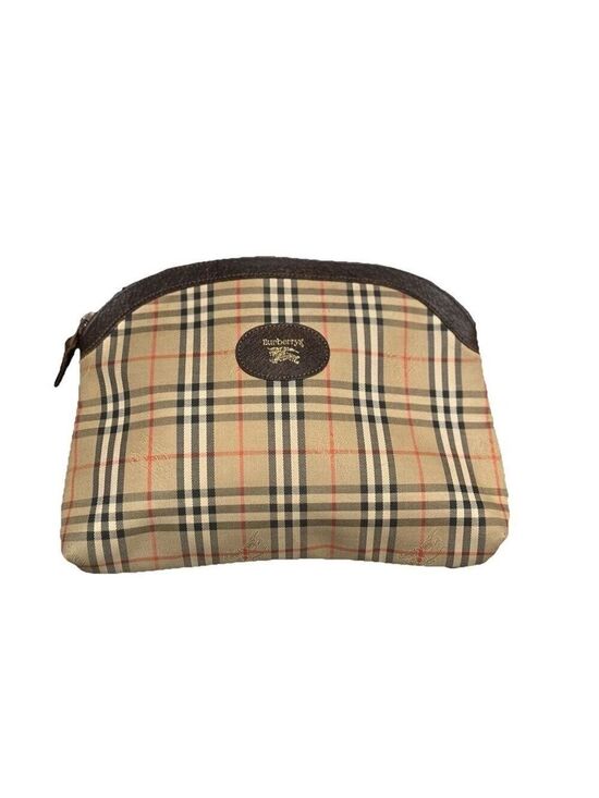 Burberry Handbags - BURBERRY’s Nova Check Beige Canvas Pouch Clutch Vintage